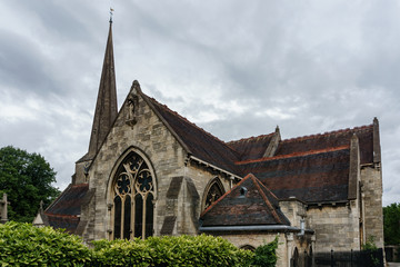 Fototapeta na wymiar St Laurence Church in Stroud, Gloucestershire on a cloudy summer day