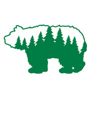 grizzlybär braunbär bäume tannen nadelwald nadelbaum schwarzbär bär berge teddy wald tier wildnis wild gefährlich clipart design logo