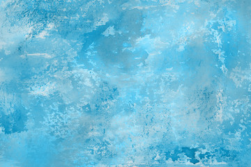 Blue watercolor paper textures on white background. Chaotic abstract organic design.