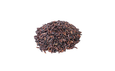 jasmine black rice heap isolated on white background. nutrition. bio. natural food ingredient.