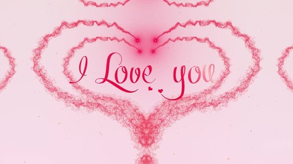 I love you Love confession. Valentine's Day heart made of pink splash is appearing. Then the heart is dispersing. Isolated on light pink background. Share love. Action. Animation. 4K.