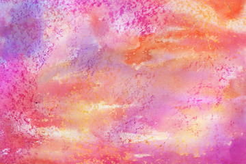 Bright colorful watercolor paper textures on white background. Chaotic abstract organic design.
