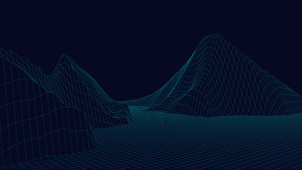3d technology vector illustration. Abstraction. Landscape design of mountains.