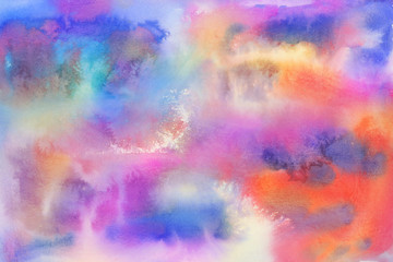 Fototapeta na wymiar Bright colorful watercolor paper textures on white background. Chaotic abstract organic design.