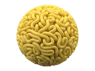 noodle in shape of ball. curly spaghetti for cooking. 3d illustration
