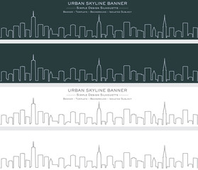 Obraz premium New York City Single Line Skyline Banner