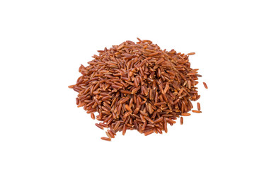 red rice heap isolated on white background. nutrition. bio. natural food ingredient.