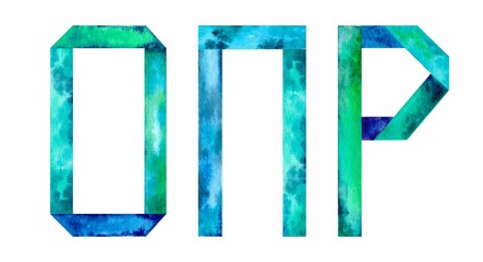 Watercolor handwritten 3 Cyrillic (Russian) letters. Isolated on a white background. Illustration.	