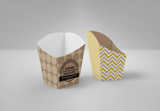 Square Fry Cups Mockup