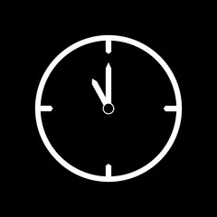White thin line clock icon (11 o'clock) - vector illustration