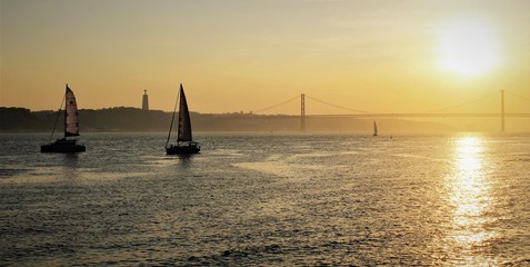 Sail boats and sunset