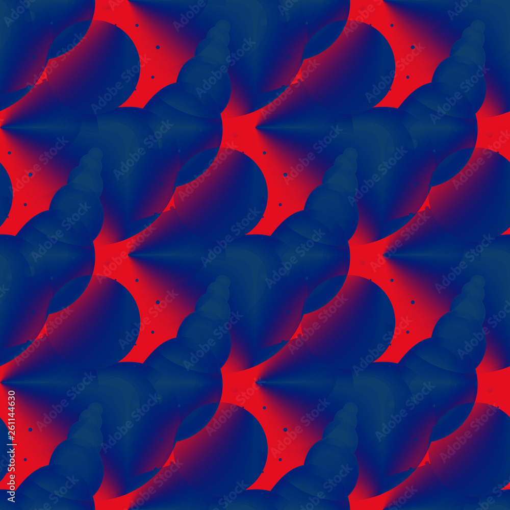 Poster seamless abstract pattern circles red-blue, color of live coral, background. computer generated frac