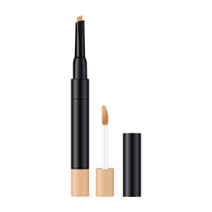 Concealer make up design template. 3d realistic product. Cosmetics isolated on white.