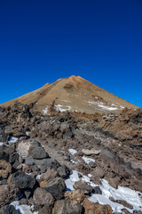 Teide iconic crater against deep blue sky in Tenerife