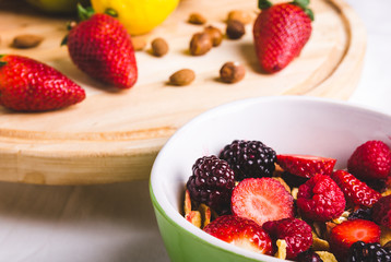 Fruits with muesli in a bowl