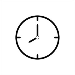 Black thin line clock icon (8 o'clock) - vector illustration