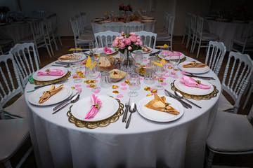 Arabic and Iranian wedding table decoration over head shot 
