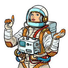 woman astronaut, space exploration isolate on white background © studiostoks
