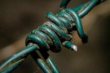 curled metal fencing wire abstract image