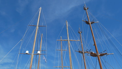 Masts of sailing ships. Greece