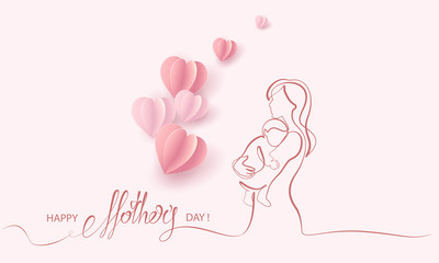 Woman hold her baby with air balloons