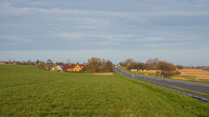 Town of Kalvehave on the Danish countryside on a spring day