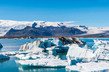 Jokulsarlon Glacier lagoon and Oeraefajokull glacier, a part of Vatnaj&ouml;kull national park