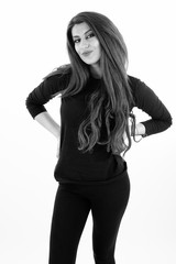 Fototapeta premium Beautiful young lady on with background