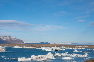 Fototapeta na wymiar Icebergs on Jokulsarlon ice lagoon in Iceland