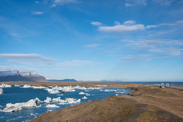 Icebergs on Jokulsarlon ice lagoon in Iceland