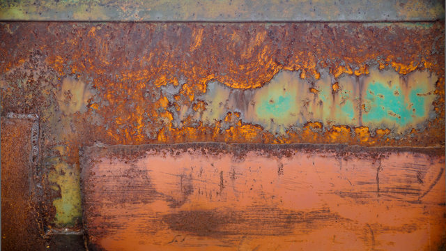 Rusty metal textured background. Old rough rusted grungy surface