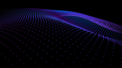 Fototapeta premium 3d sea dots wave glowing stream background flow