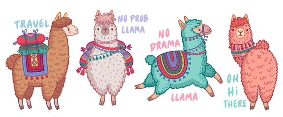 Cute Lamas with funny quotes. © avian