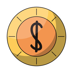 Coin money cartoon isolated