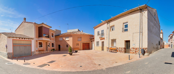 Small square in Roa de Duero, village of the province of Burgos, in Castilla y Leon, Spain
