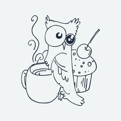 Cute little animal. Cartoon hand drawn vector illustration.