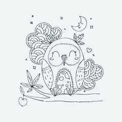 Cute little animal. Cartoon hand drawn vector illustration.