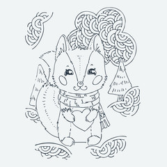 Cute little animal. Cartoon hand drawn vector illustration.