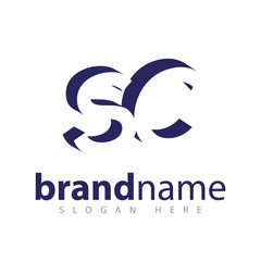 SC Initial Letter logo in negative space vector template