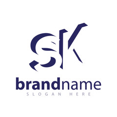 SK Initial Letter logo in negative space vector template