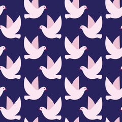 Vector seamless pattern with birds. Simple texture