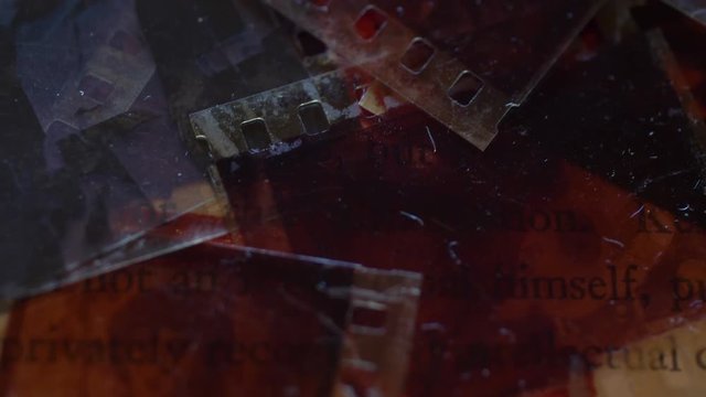 Close up of old vintage slide films