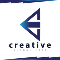E Letter Logo Triangle Vector Template