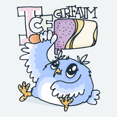 Cute little animal. Cartoon hand drawn vector illustration.