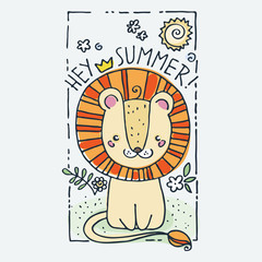 Cute little animal. Cartoon hand drawn vector illustration.