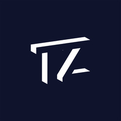 T Z Initial Letter logo in negative space vector template