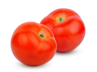 two whole tomato isolated on white background