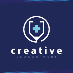 Obraz premium Medical line art logo vector template