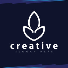 Leaf Spa line art logo template