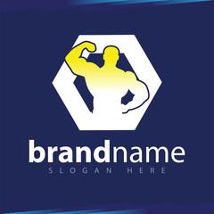 Hexagonal Muscular Fitness vector template